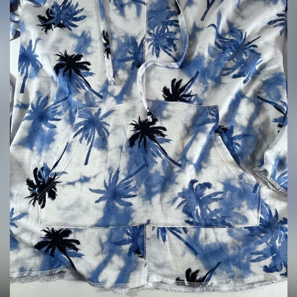 French Laundry SWEATSHIRT PROJECT Palm Trees Blue Tie Dye Pullover Hoodie Sz S - Picture 5 of 12